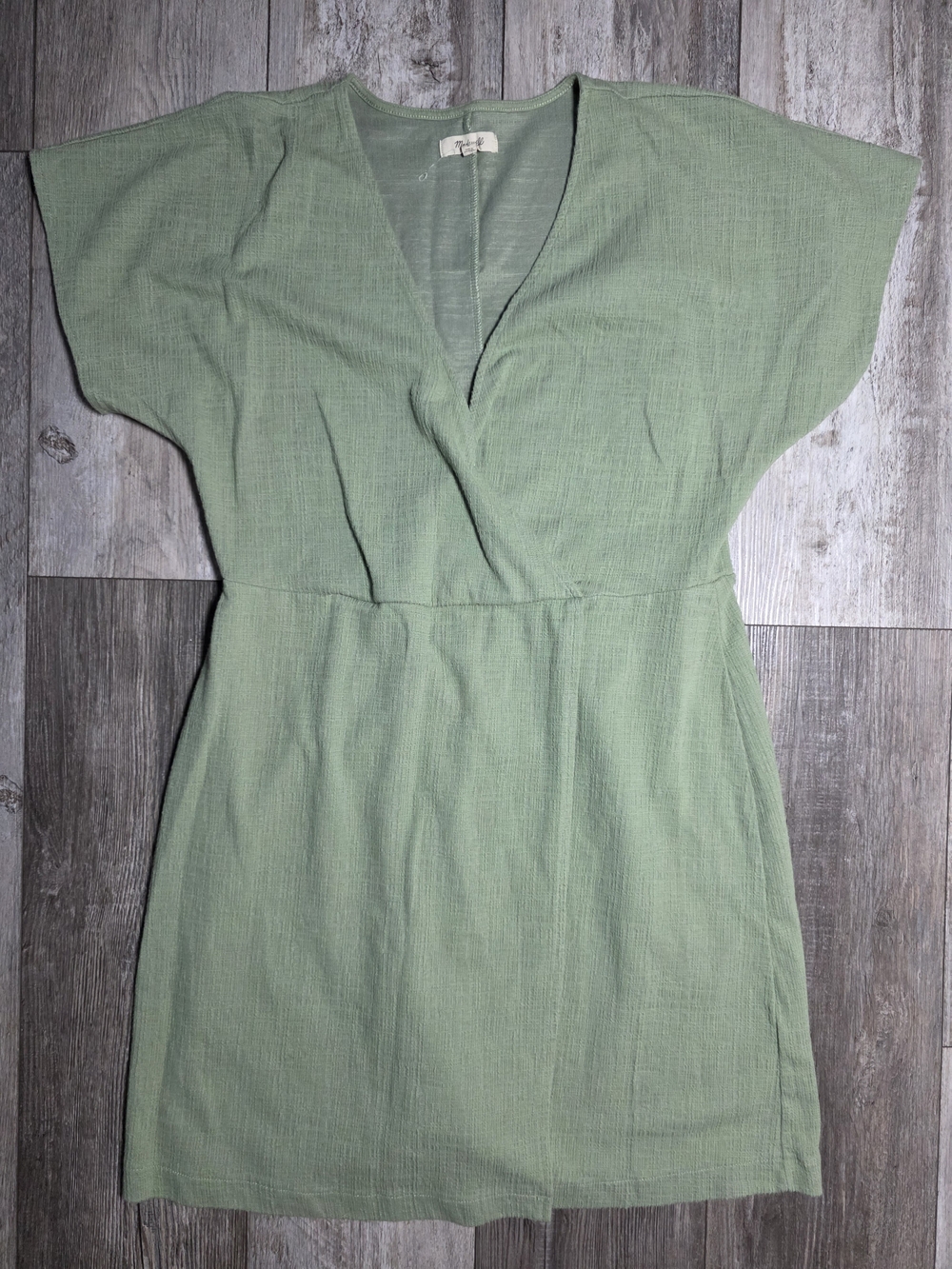 Madewell Textured-knit Deep V-neck Faux Wrap Mini Dress Sz Lg (2023)
